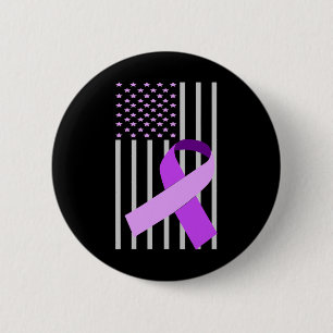 USA Flag Alzheimer Ribbon Alzheimer Disease Awaren 2 Inch Round Button
