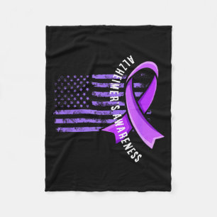 Usa flag alzheimer's awareness support squad fleece blanket