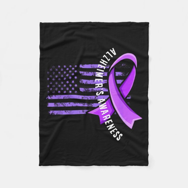 Usa flag alzheimer's awareness support squad fleece blanket (Front)