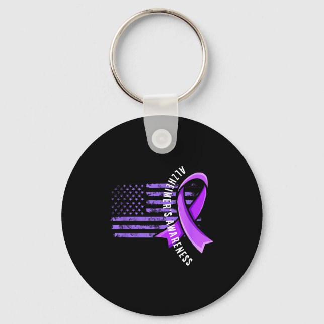 Usa flag alzheimer's awareness support squad keychain (Front)