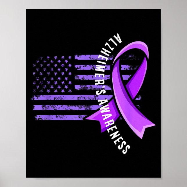 Usa flag alzheimer's awareness support squad poster (Front)
