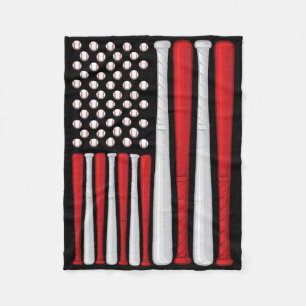 Usa Flag - American Baseball Flag - Vintage Baseba Fleece Blanket