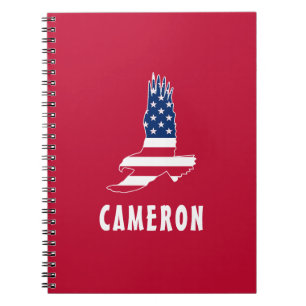 USA Flag American Eagle America 4th Of July Name Notebook
