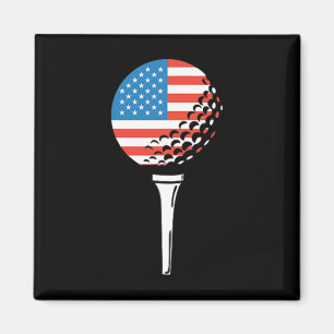 Usa Flag American Golf Tee Left Chest Logo Cute Go Magnet