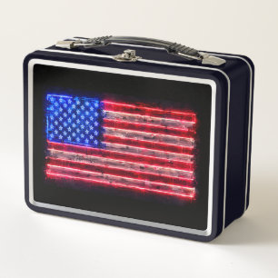 USA Flag American Metal Lunch Box