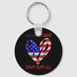 Usa Flag American Patriotic Heart Armed Forces Keychain