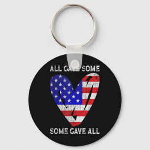 Usa Flag American Patriotic Heart Armed Forces Keychain