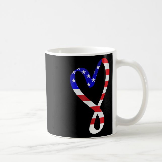 Usa Flag American Patriotic Heart Armed Forces Mem Coffee Mug (Right)