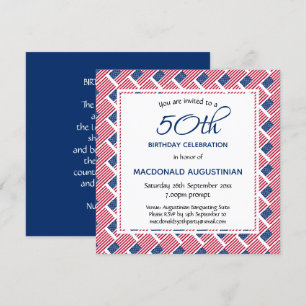 USA FLAG American Personalized 50th Birthday Invitation