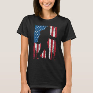 USA Flag American Pride Sasquatch Yeti Cryptozoolo T-Shirt