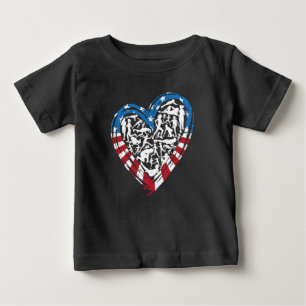 USA Flag American Runner - Running Heart Baby T-Shirt