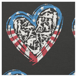USA Flag American Runner - Running Heart Fabric