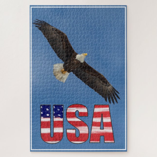 USA Flag And Bald Eagle Jigsaw Puzzle (Vertical)
