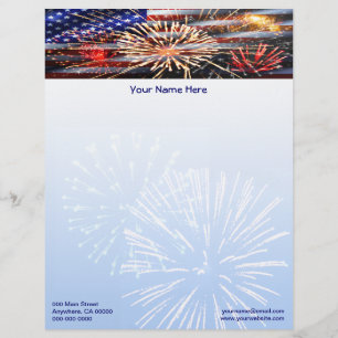 USA Flag and Fireworks Letterhead
