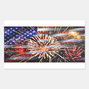USA Flag and Fireworks Sticker
