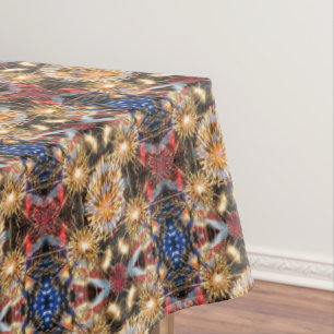 USA Flag and Fireworks Tablecloth