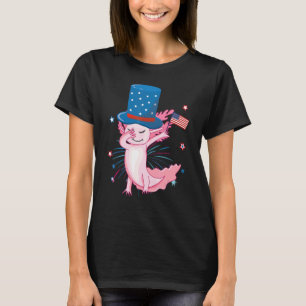 Usa Flag And Hat Axolotl Outfit For Independent Da T-Shirt