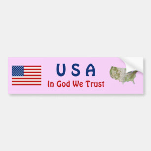 USA Flag and Map Bumper Sticker