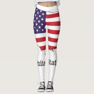 USA Flag and Map Souvenir Design Leggings