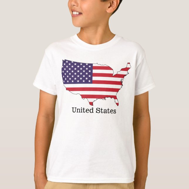 USA Flag and Map Souvenir Design T-Shirt (Front)