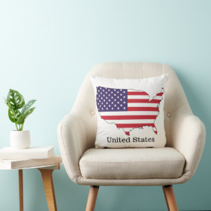 USA Flag and Map Souvenir Design Throw Pillow