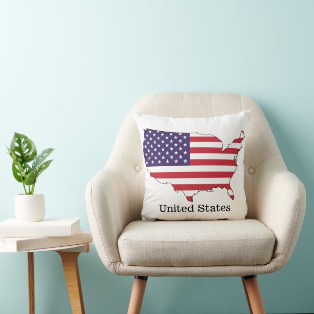 USA Flag and Map Souvenir Design Throw Pillow (Chair)
