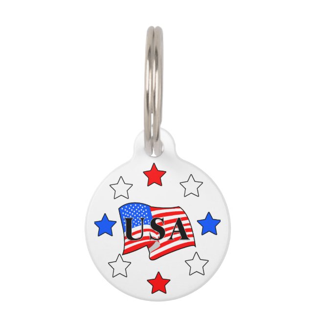 USA Flag and Stars     Pet Tag (Front)