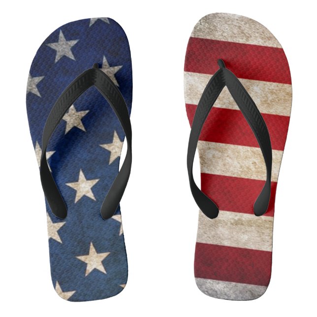 usa flag and stars unisex flip flops (Footbed)