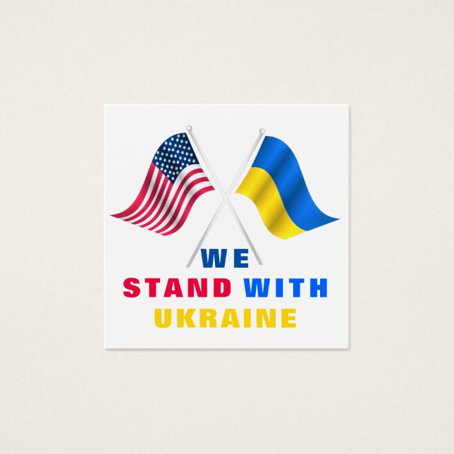 USA Flag and Ukrainian Flag Cards Support Ukraine (Front)