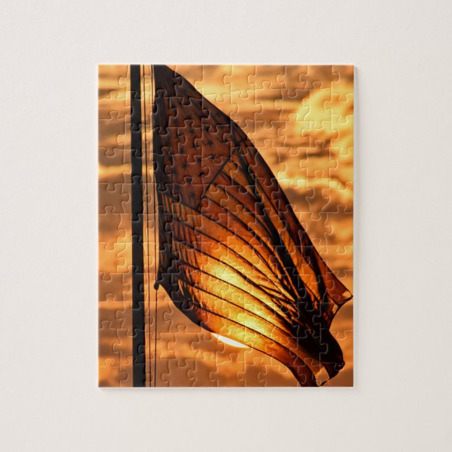 USA Flag at Sunset - 8x10 - 110 pcs. Jigsaw Puzzle (Vertical)