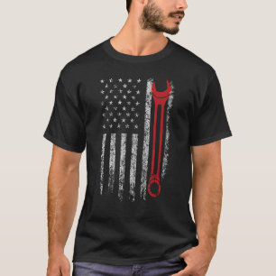 USA Flag Auto Repairman Car Mechanic Wrench Worksh T-Shirt