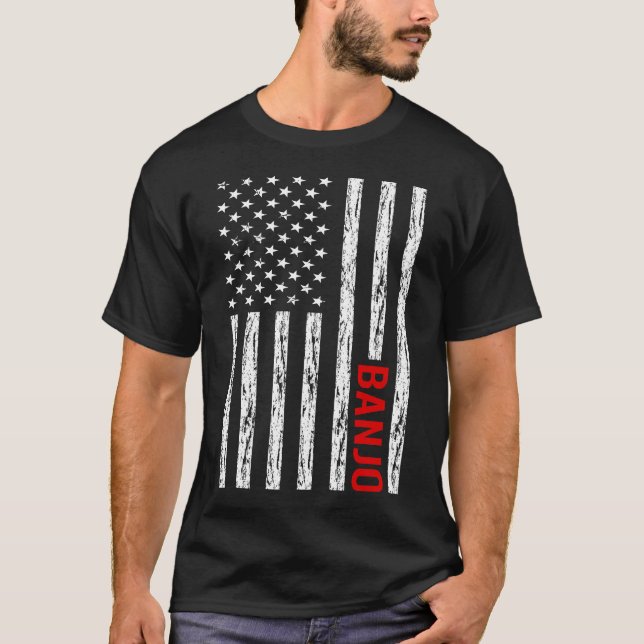 USA Flag Banjo T-Shirt (Front)