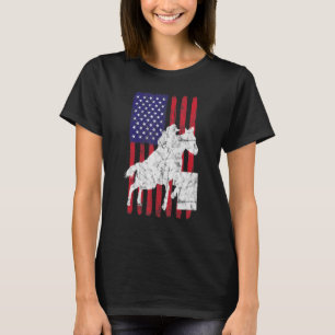 Usa Flag Barrel Racing Racer Horse Riding Rodeo Co T-Shirt