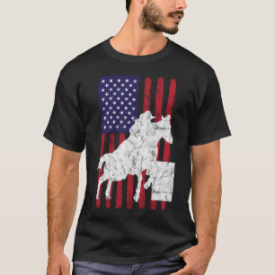 USA Flag Barrel Racing Racer Horse Riding Rodeo Co T-Shirt
