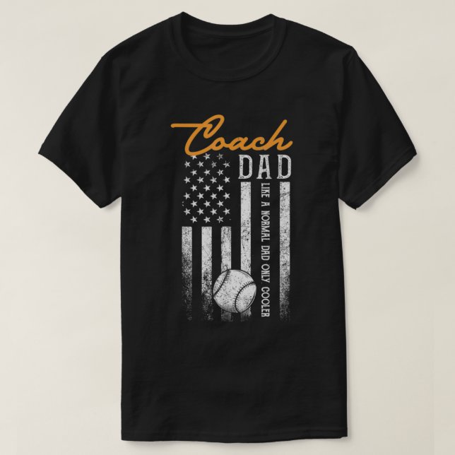 Usa Flag Baseball Coach Dad Is a Great Father  T-Shirt (Design Front)