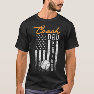 Usa Flag Baseball Coach Dad Is a Great Father  T-Shirt