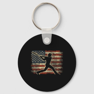 Usa Flag Baseball Player American Flag Baseball Keychain