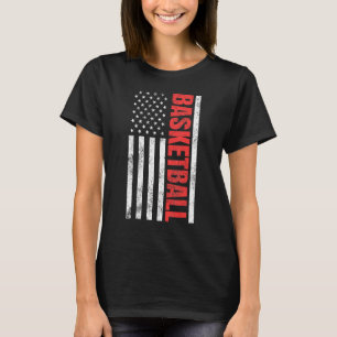 Usa Flag Basketball Player Graphic Distressed Bask T-Shirt