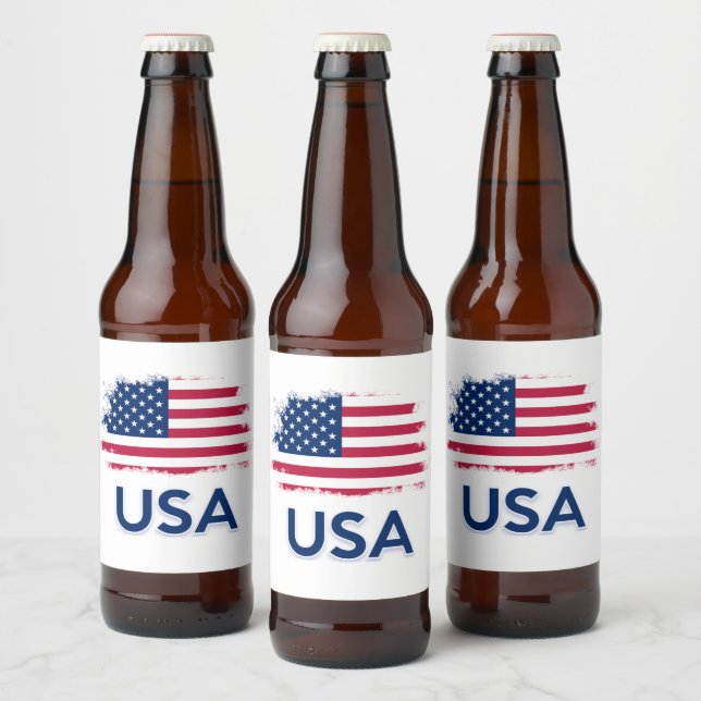 USA Flag   Beer Bottle Label (Bottles)