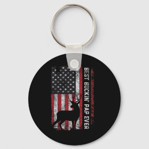 Usa Flag Best Buckin' Pap Ever Deer Hunting Father Keychain
