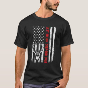 USA Flag Best Buckin' Step-Dad Ever Deer Hunting F T-Shirt