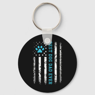 Usa Flag Best Dog Dad Ever American Puppy Lover Pa Keychain