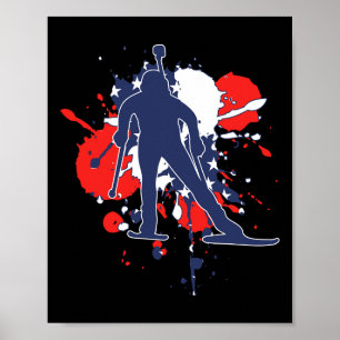 Usa Flag Biathlonist - American Biathlon Women Men Poster