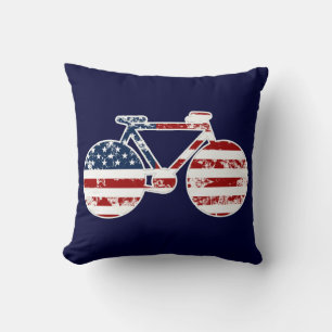 usa flag bicycle sport decor throw pillow