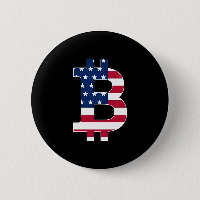 Usa Flag Bitcoin-Bitcoin-Cryptocurrency-Blockchain 2 Inch Round Button (Front)