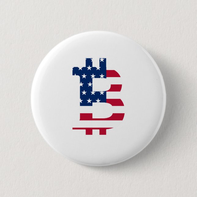 Usa Flag Bitcoin-Bitcoin-Cryptocurrency-Blockchain 2 Inch Round Button (Front)