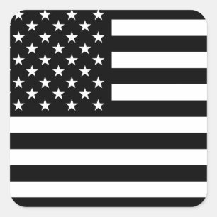 USA Flag - Black and White Stencil Square Sticker