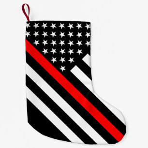USA Flag Black and White Thin Red Line Small Christmas Stocking