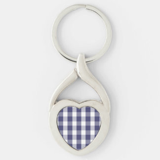 USA Flag Blue and White Gingham Checked Keychain