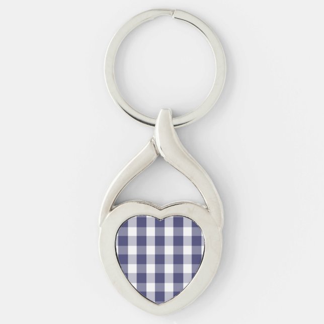 USA Flag Blue and White Gingham Checked Keychain (Front)